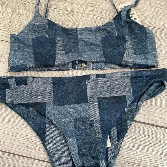 Urban Outfitters NWT Out From Under Denim Print Bikini - Picture 7 of 7